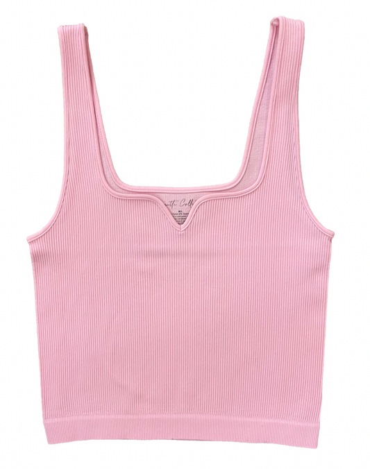 Suzette Junior Seamless Ribbed Mini Tank | Pink