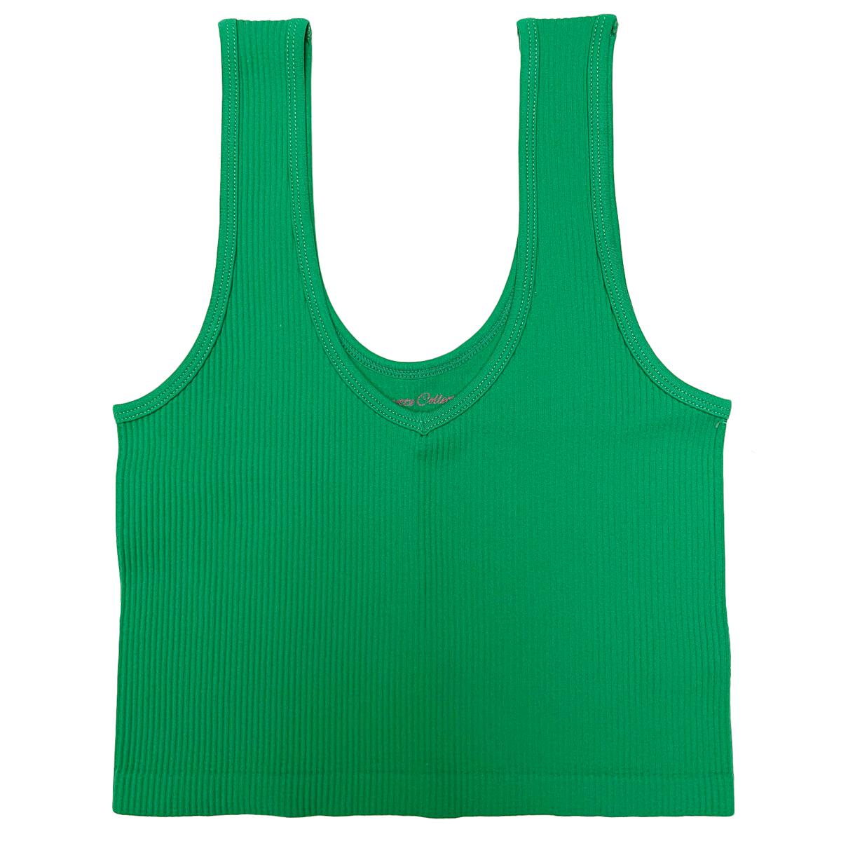 Suzette Junior Ribbed V-Neck Brami | Kelly Green