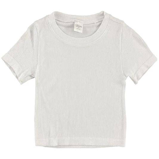 Girls Ribbed Seamless Tee | White