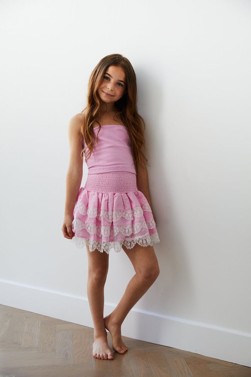 Theme NYC Alexa Tube Top | Pink Lace