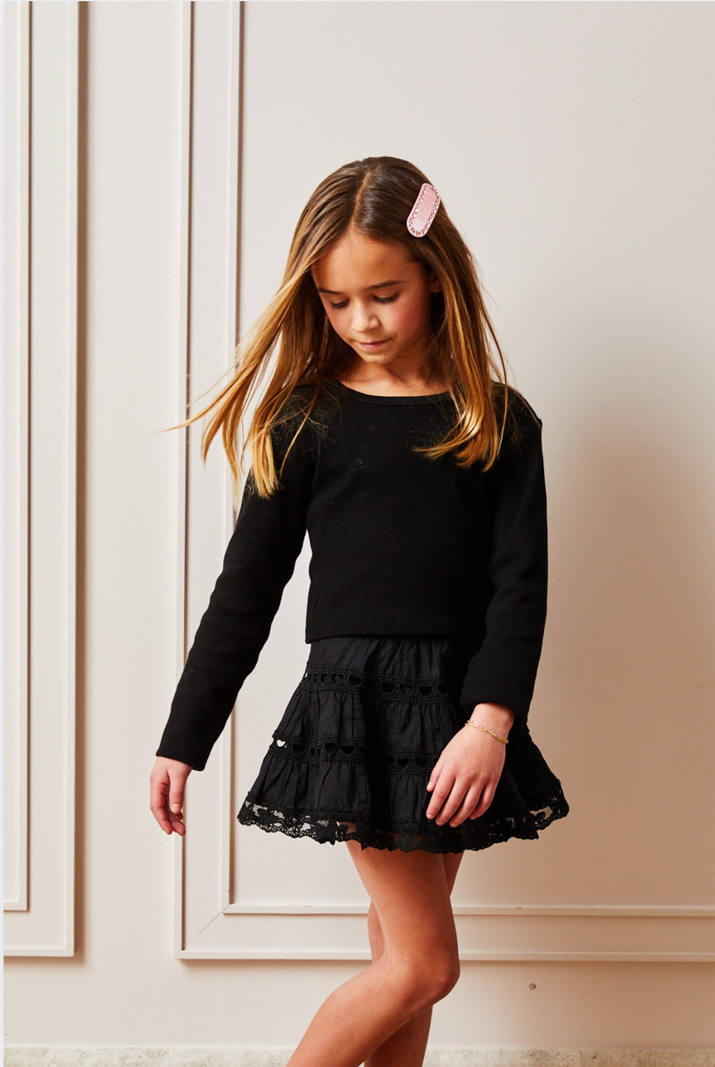 Theme NYC Sofia Heart Bow Lace Mini | Black