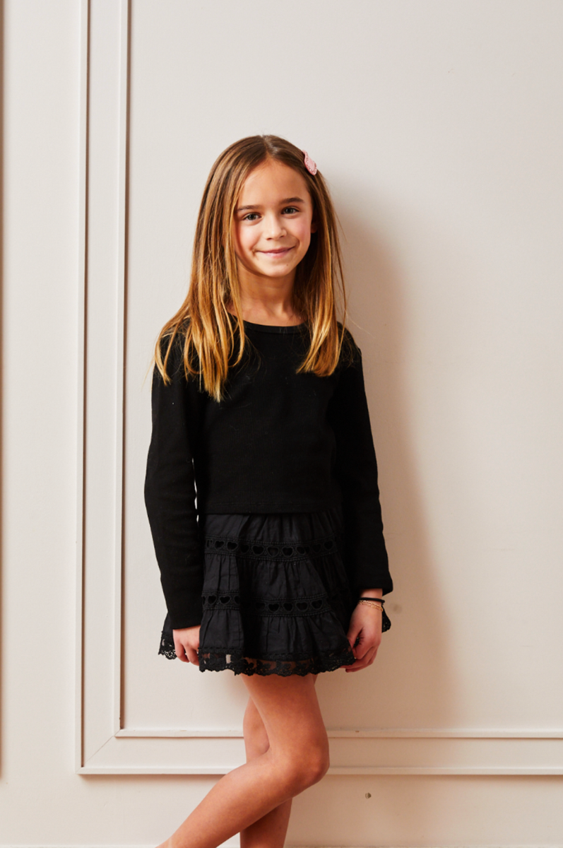 Theme NYC Sofia Heart Bow Lace Mini | Black
