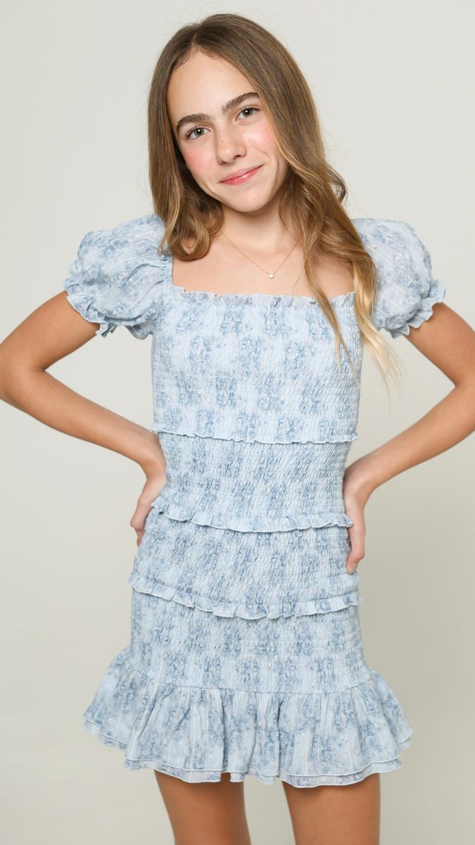 Summer Loving Milou Smocked Dress | Blue Mini Roses