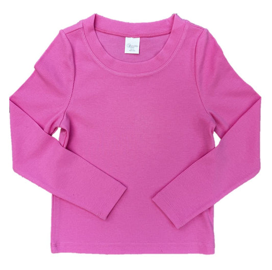 Long Sleeve Ribbed Tee | Bubble Gum