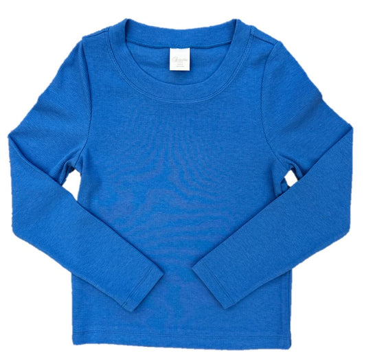 Long Sleeve Ribbed Tee | Cool Blue