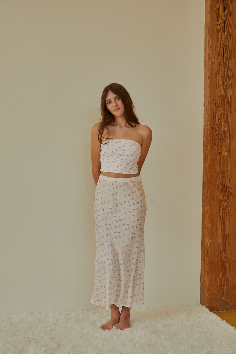 Theme NYC Alexa White with Pastel Pink Ditsy Tube Top