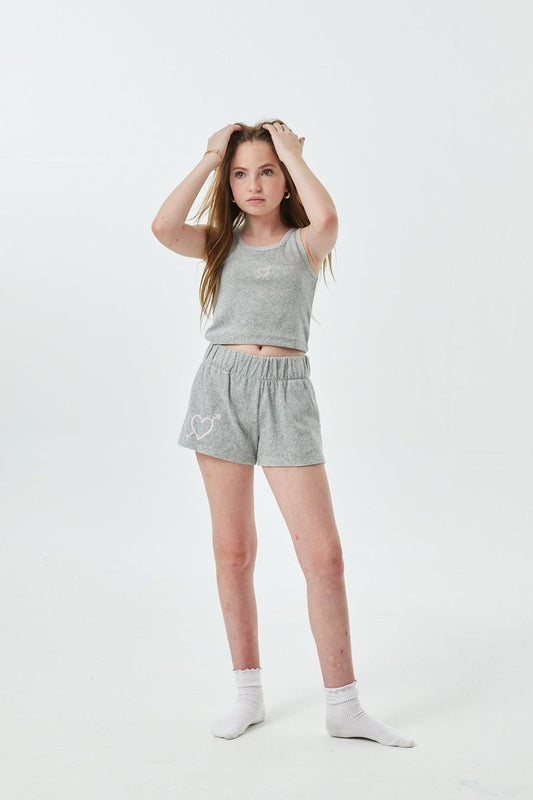 Theme NYC Sammie Grey Heart & Arrow Terry Shorts