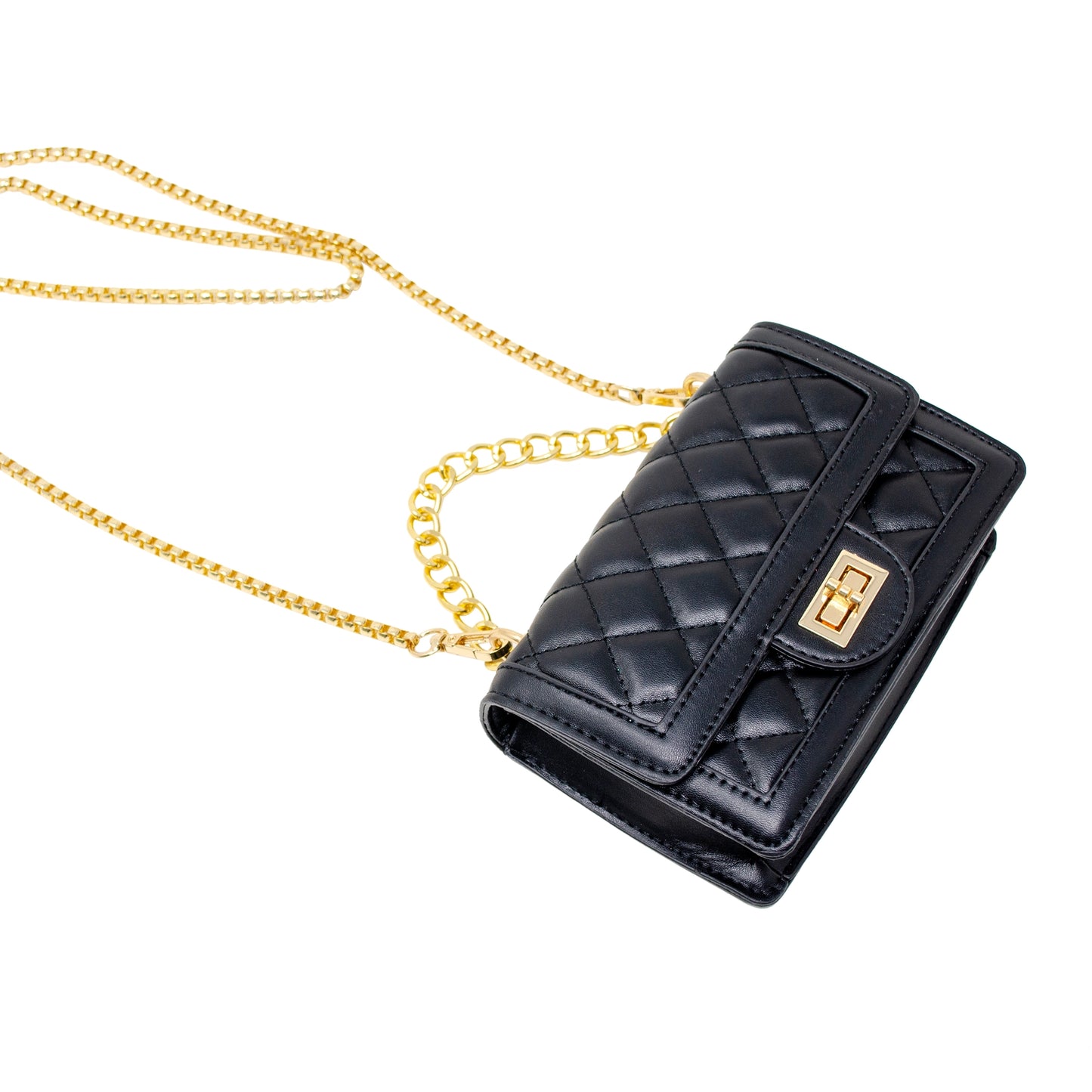 Classic Quilted Large Flap Handbag - Black