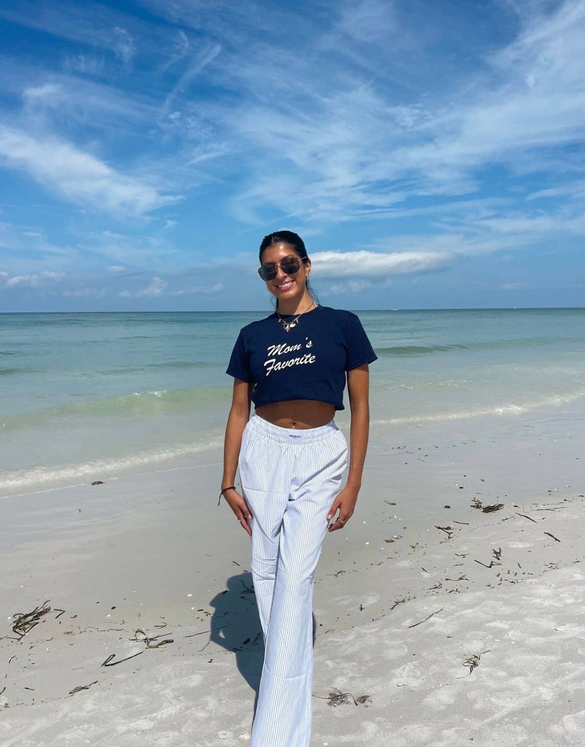 Sunday Violets Mom's Favorite Baby Tee | Navy