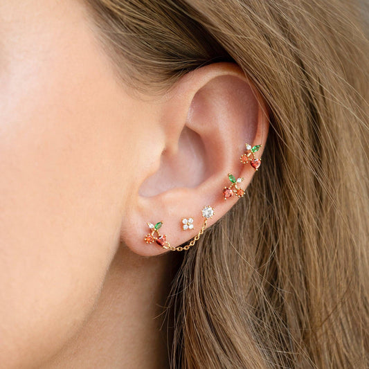 Girls Crew Cherry On Top Gold Studs