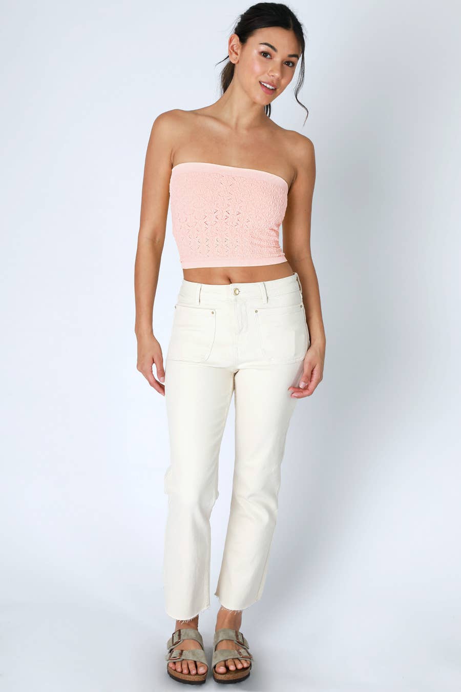 Floral Lace Tube Top | Breezy Blue