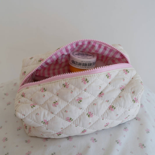 Sunday Violets Pink Rose Makeup Bag