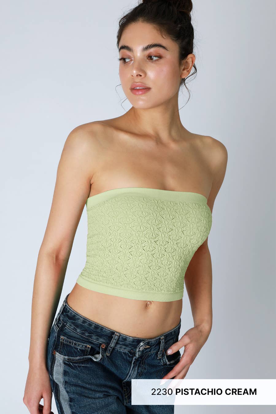 Floral Lace Tube Top | Breezy Blue