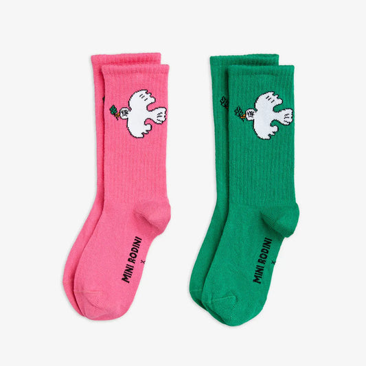 Mini Rodini x Wrangler – 2er-Pack Socken „Peaceful Dove“