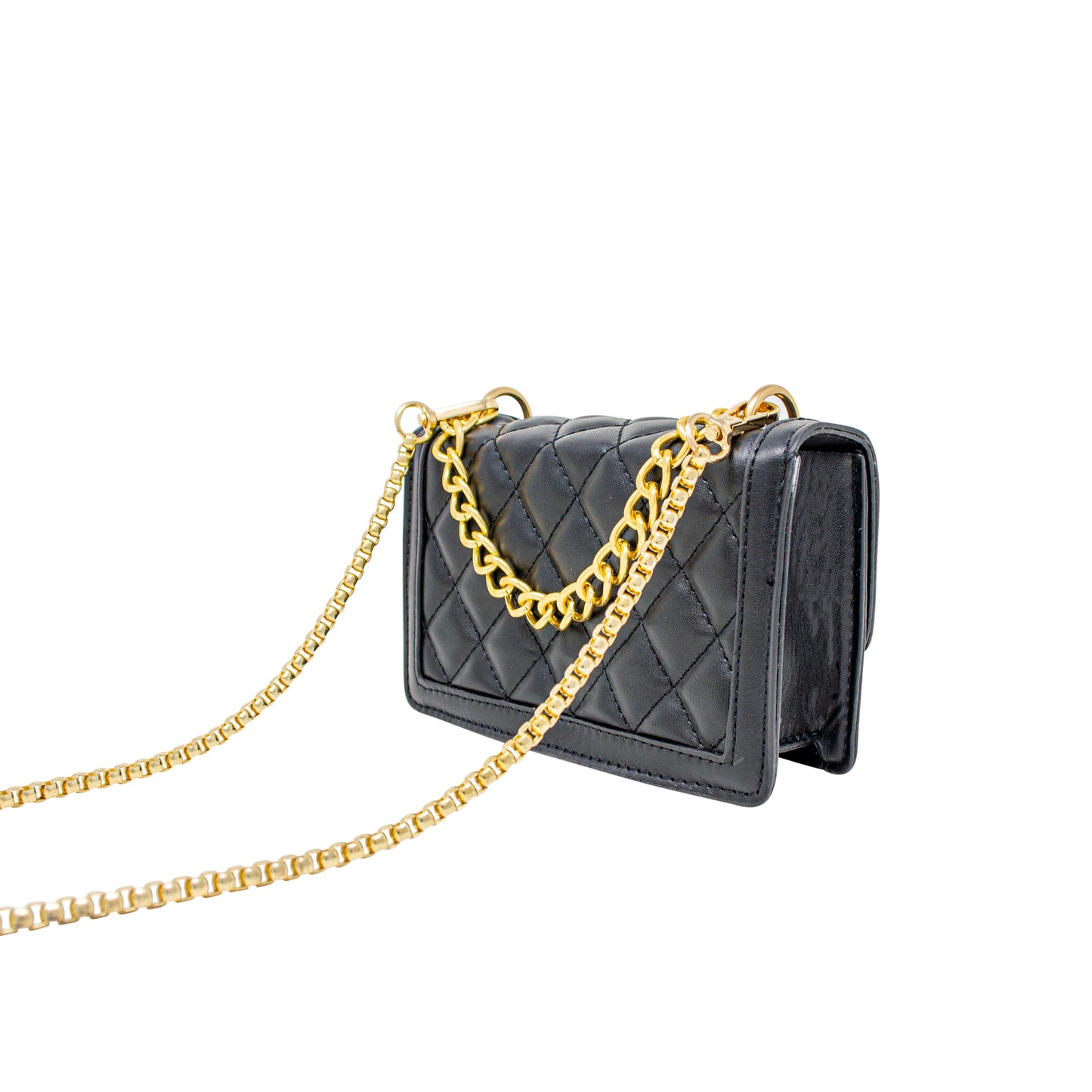Classic Quilted Large Flap Handbag - Black
