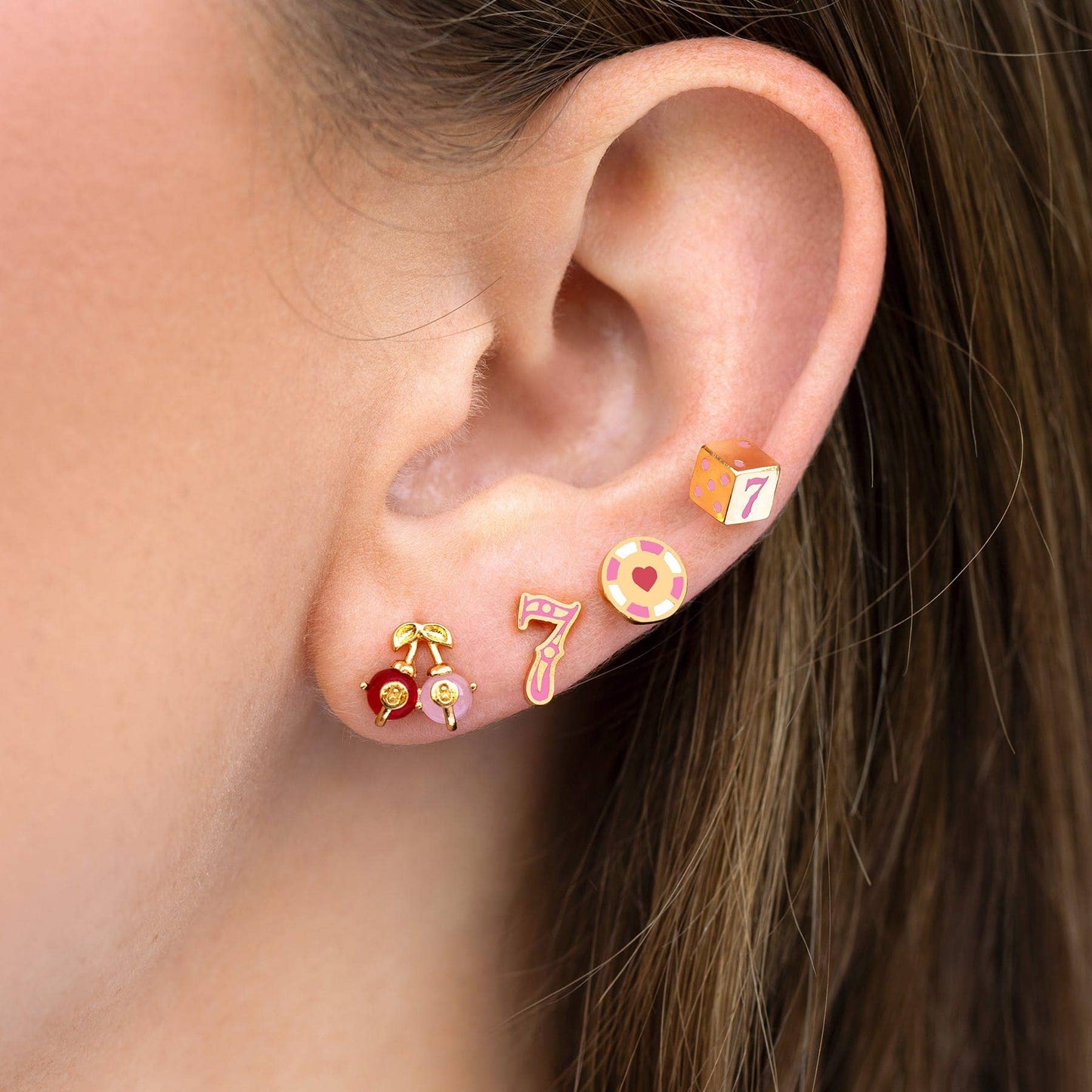 Girls Crew Feeling Lucky Gold Stud Set