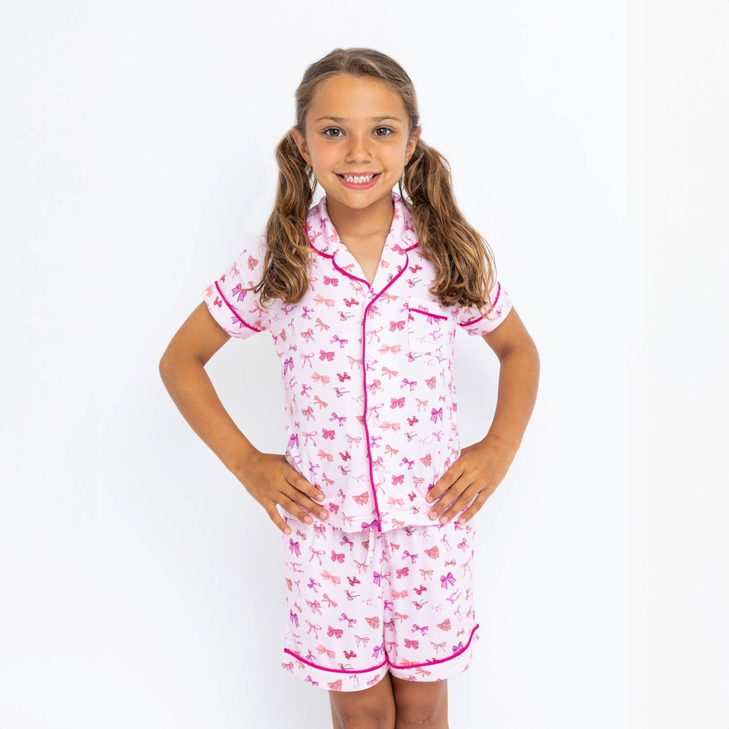 Preppy Goose Girls Bows Print Short Pajama Set