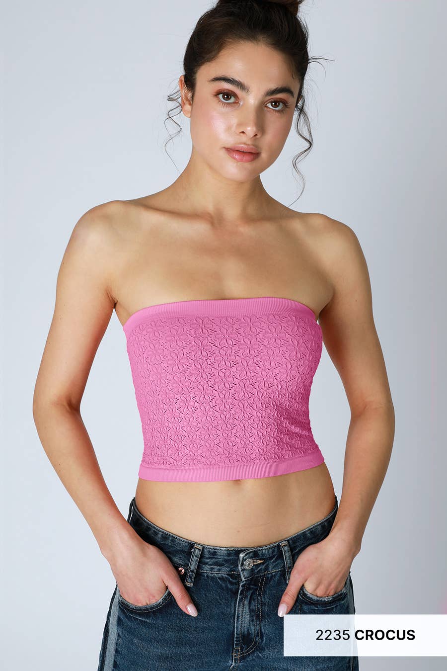 Floral Lace Tube Top | Breezy Blue