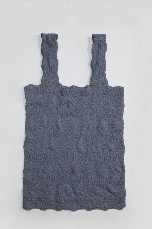 Lace Textured Square Top |  Blue Shadow