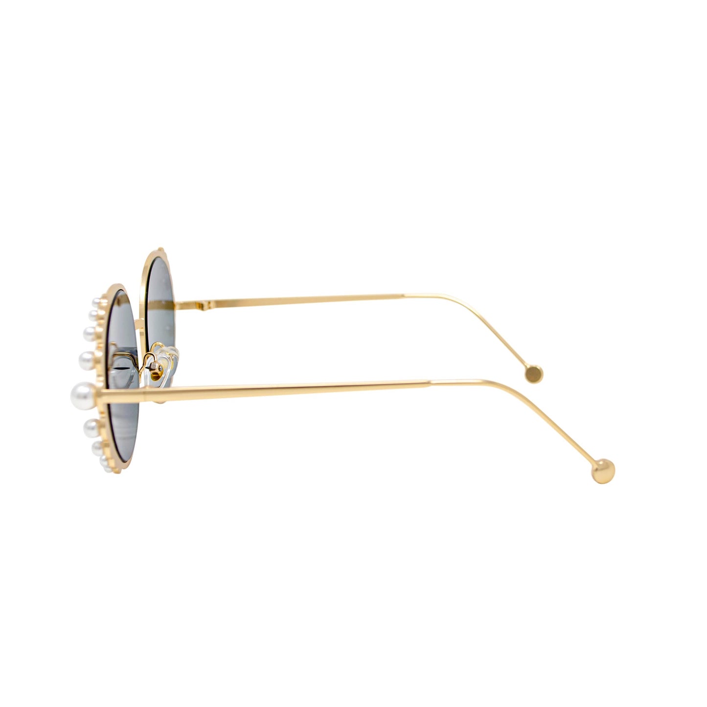 Round Pearls Sunglasses | Pink Gold