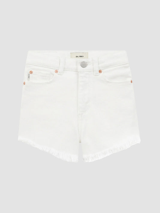 DL1961 Lucy Shorts High Rise Cut Off | Weiß Ausgefranst