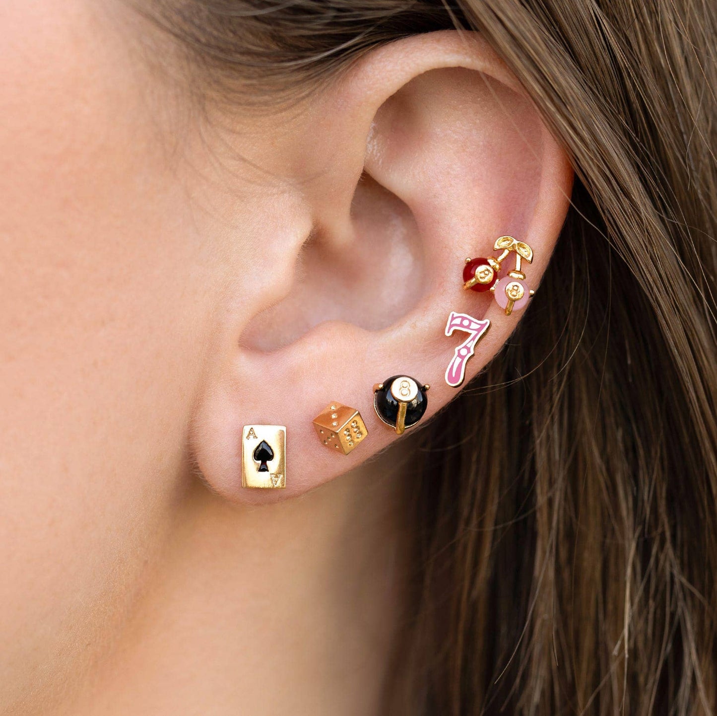 Girls Crew Feeling Lucky Gold Stud Set