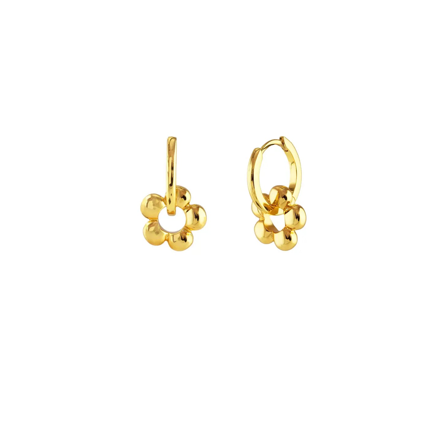 Kris Nations Flower Huggie Hoop Earrings - Gold