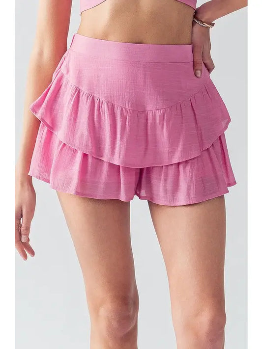 Gewebter Skort mit Rüschen