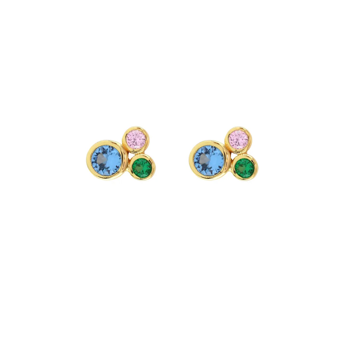 Kris Nations Modernist Bezel Crystal Stud Earrings - Gold
