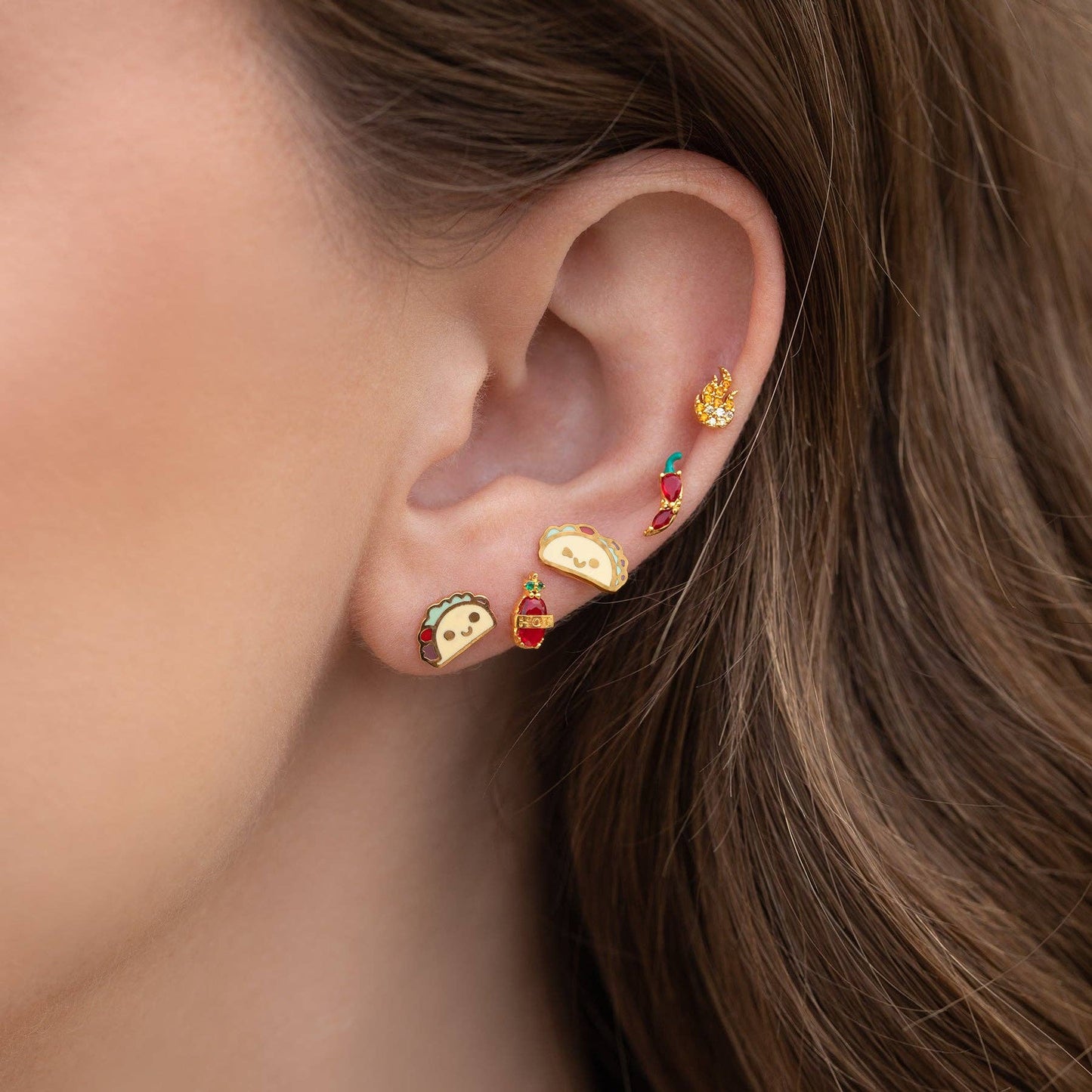 Girls Crew Taco 'Bout It Gold Studs