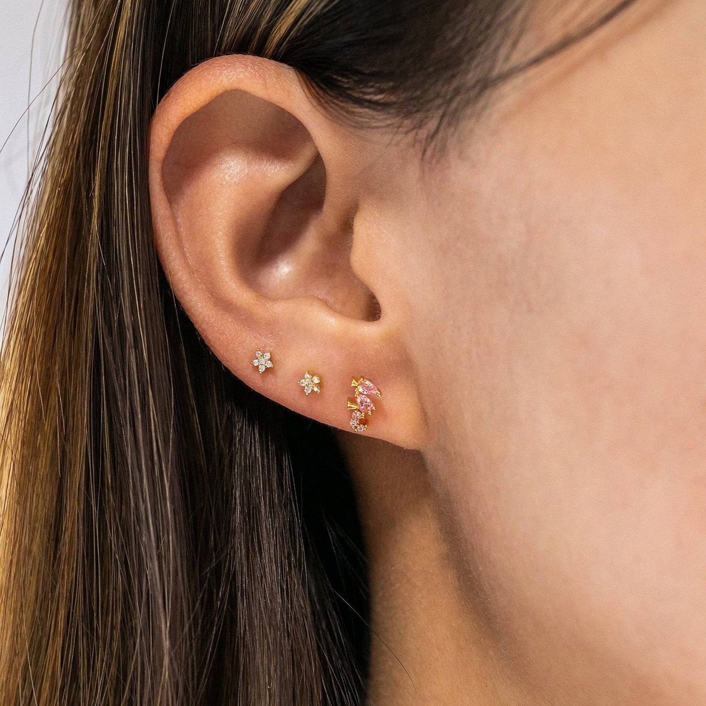 Girls Crew Sparkling Seahorse Gold Studs