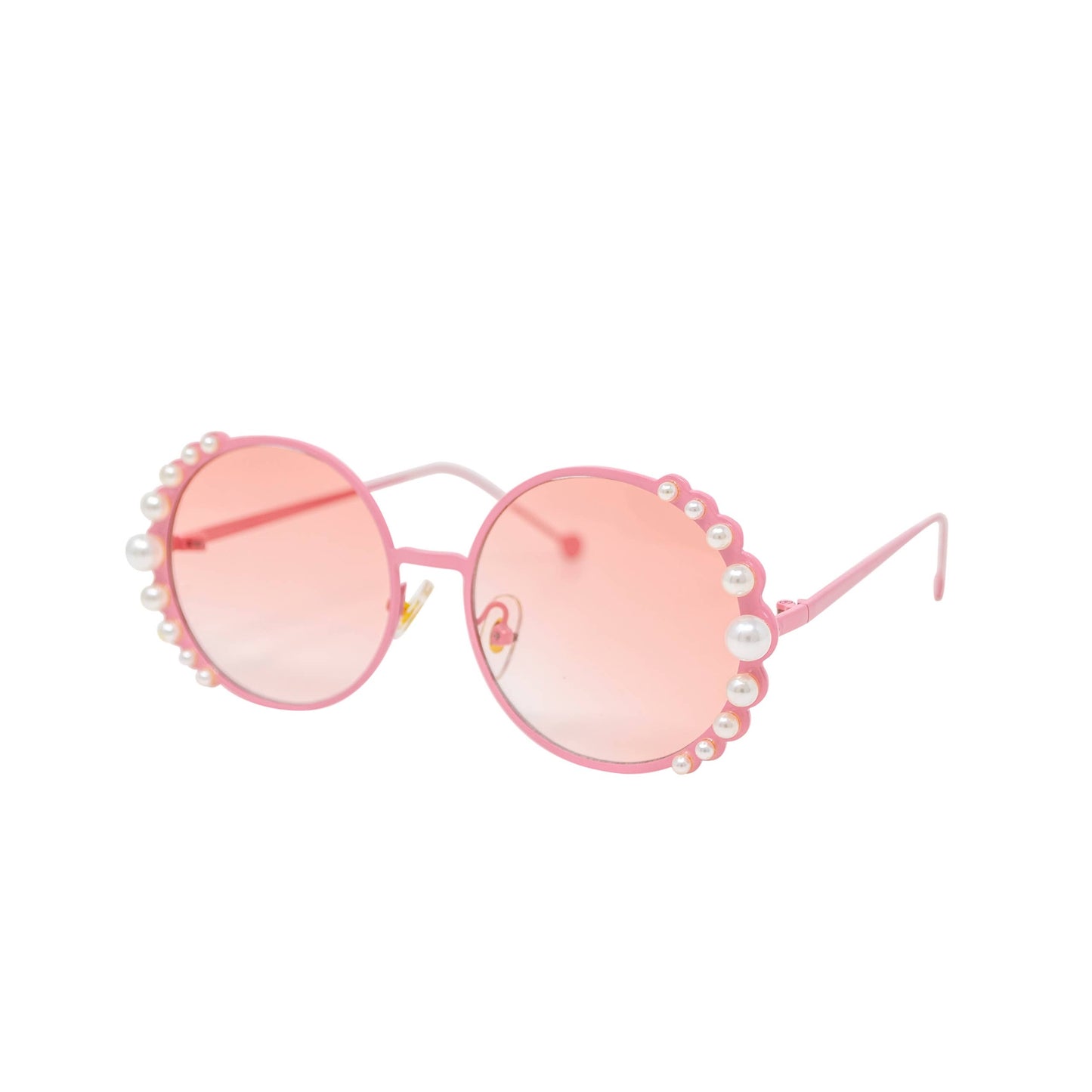 Round Pearls Sunglasses | Pink Gold