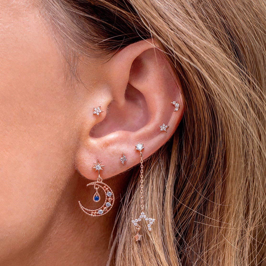 Girls Crew Teeny Tiny Galaxy Gold Studs Set