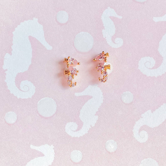 Girls Crew Sparkling Seahorse Gold Studs