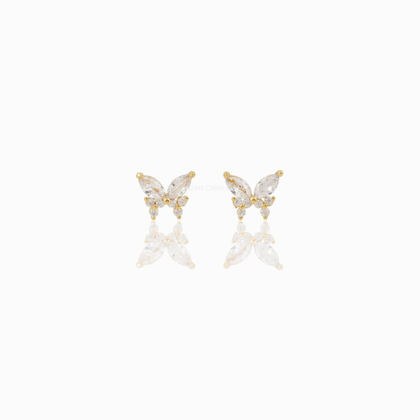 Girls Crew Remember Me Butterfly Rose Gold Studs