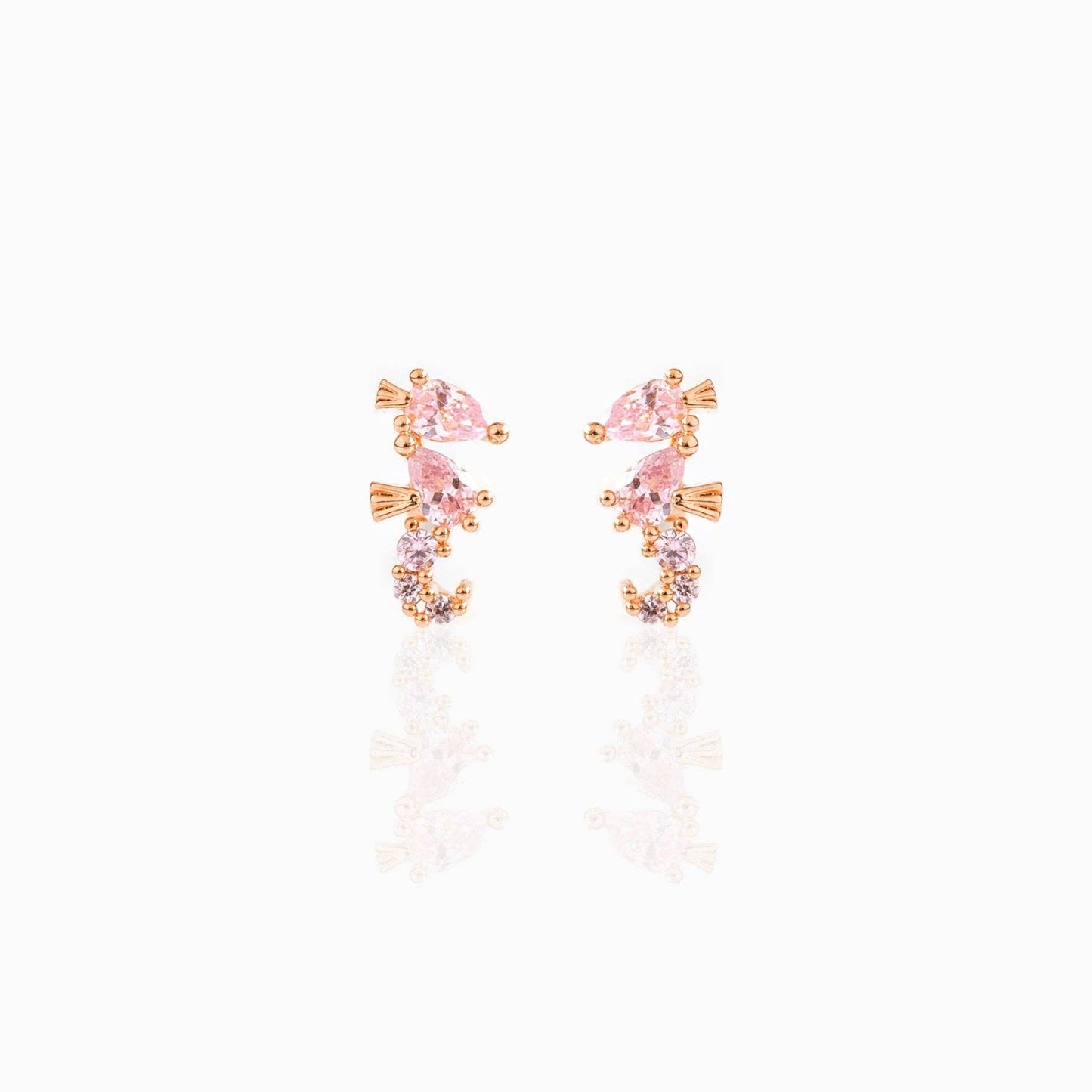 Girls Crew Sparkling Seahorse Gold Studs