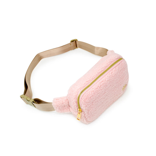 Fuzzy Belt Bag w/ Heart | Pink