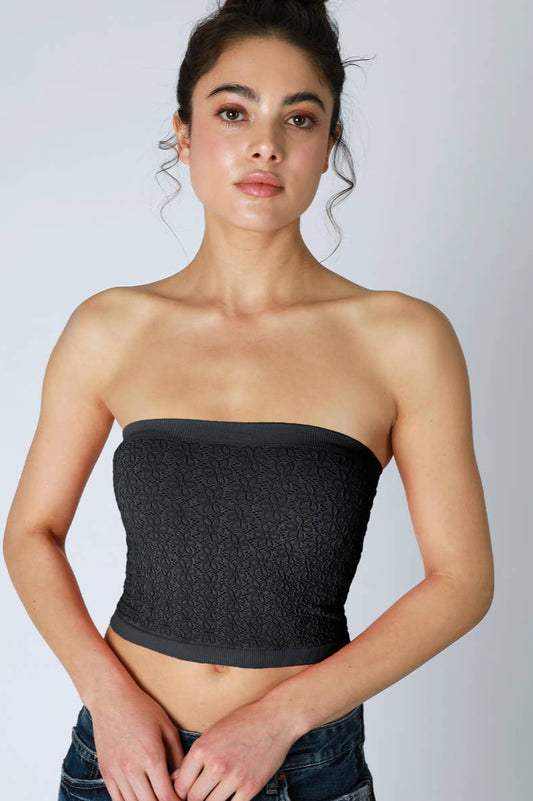 Floral Lace Tube Top | Black