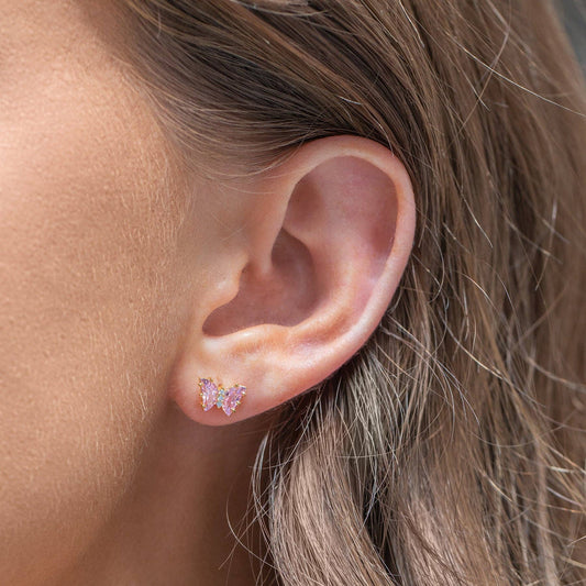 Girls Crew Flutter Love Gold Studs