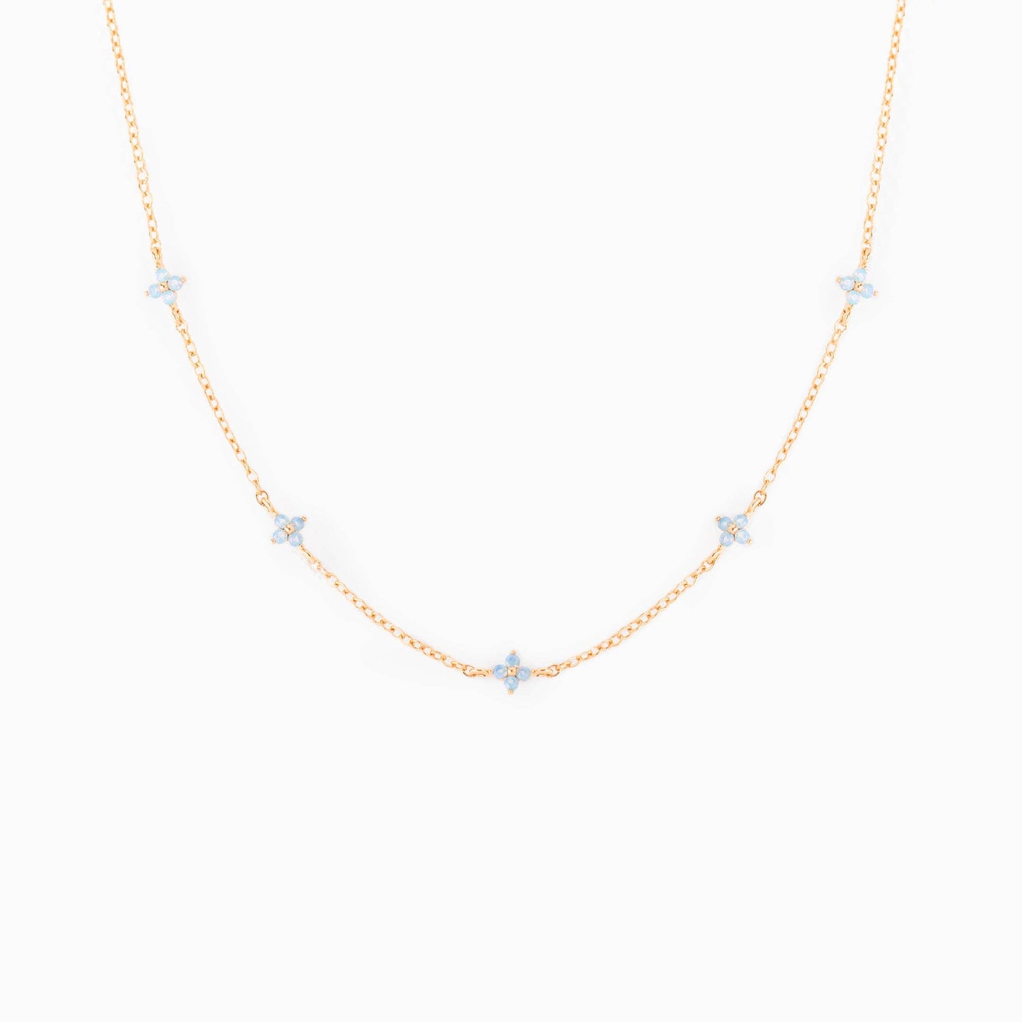 Girls Crew Blue Blossom Love Gold Necklace