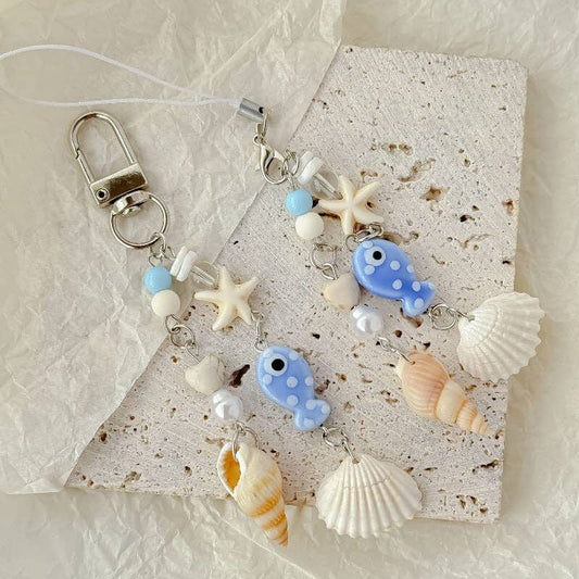 Coastal Cutie Charm – Shell & Starfish Keychain