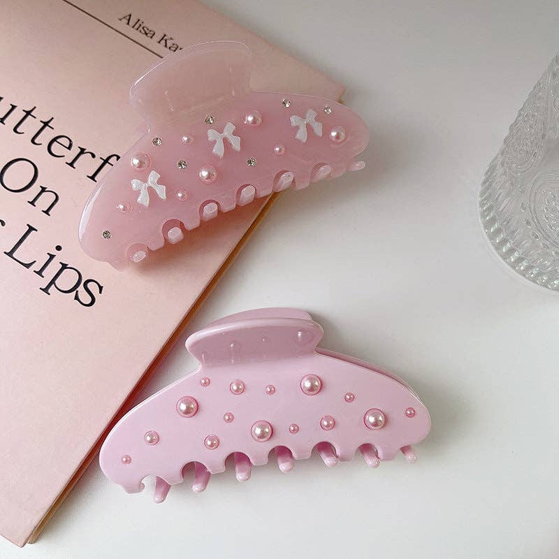Bow About It Rhinestone Hair Clip – Pink