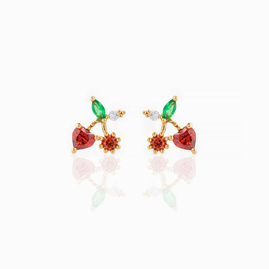 Girls Crew Cherry On Top Gold Studs