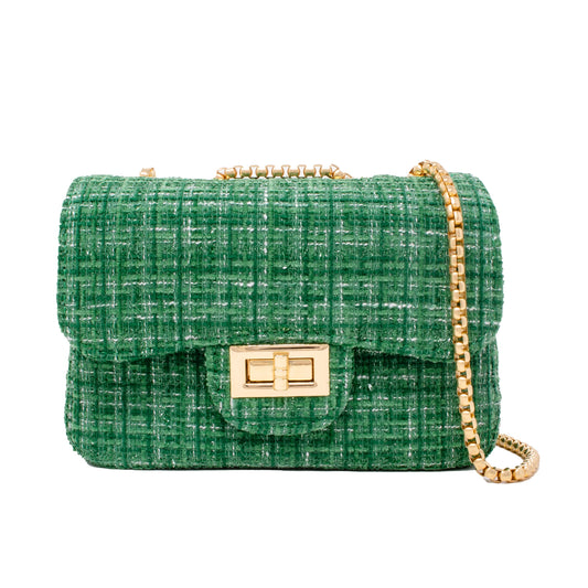 Classic Large Tweed Handbag - Green