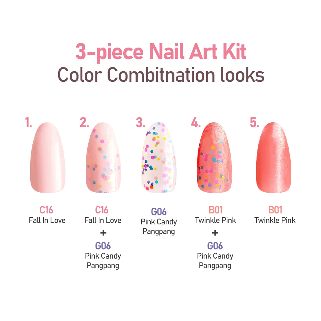 Puttisu 3-color Nail Art Kit - Pink Candy