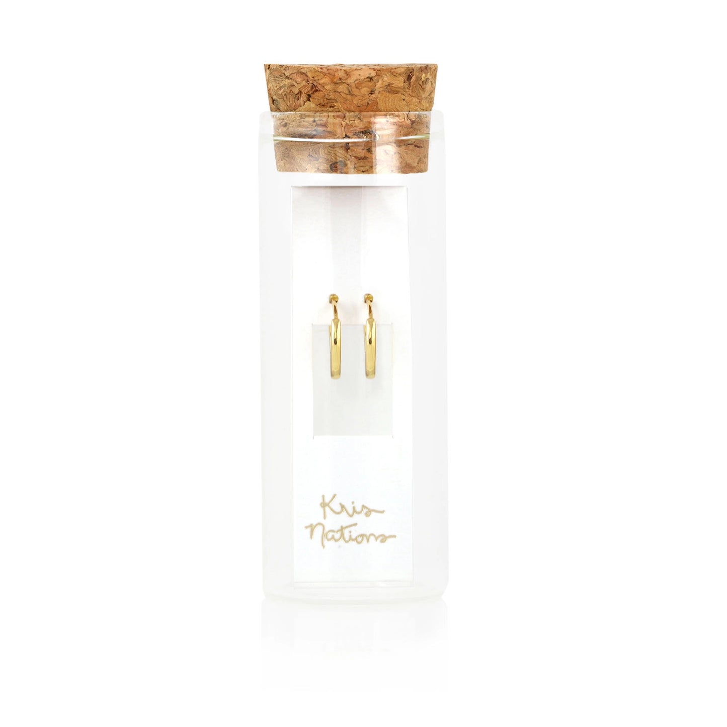 Kris Nations Hexagon Huggie Crystal Hoop Earrings - Gold