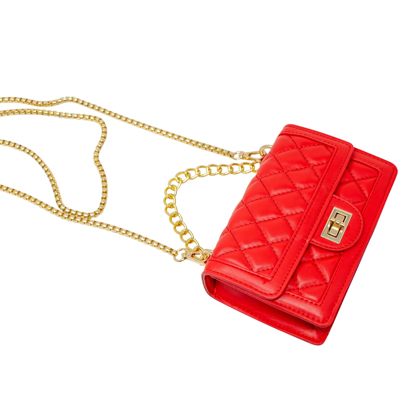 Classic Quilted Large Flap Handbag - Red