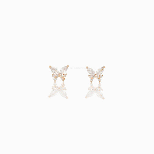 Girls Crew Remember Me Butterfly Rose Gold Studs