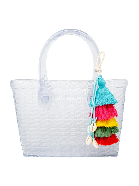 Jelly Basketweave Tote Bag - Clear