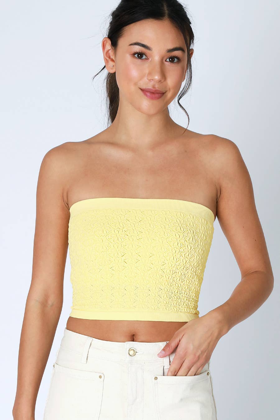 Floral Lace Tube Top | Breezy Blue